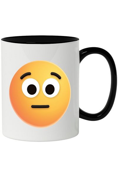 INOVATIX Personalized white mug, Emoticon, Surprised, Eye, with Black Handle, INOVATIX®. 330ml