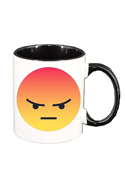 INOVATIX Cana alba personalizata, Emoji Angry, interior negru, D29, INOVATIX®...