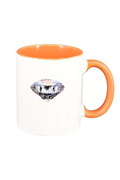 INOVATIX Cana alba personalizata, Diamond, interior portocaliu, D325, INOVATI...