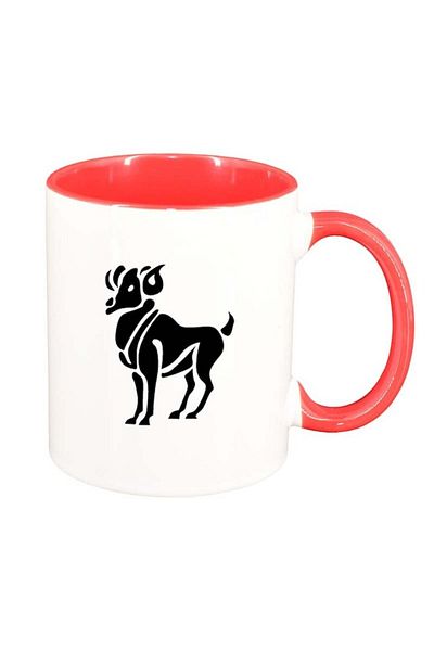 INOVATIX Personalized white mug, Zodiac sign, red interior, D150, INOVATIX®. 330ml