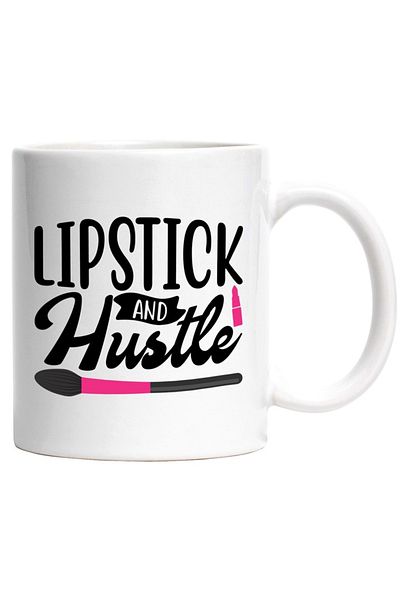 INOVATIX Personalized white mug, Lipstick and hustle - lipstick and work, INOVATIX®. 330ml