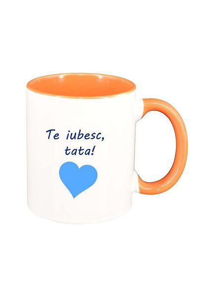 INOVATIX Personalized white mug, I love you..., orange interior, D1026, INOVATIX®. 330ml