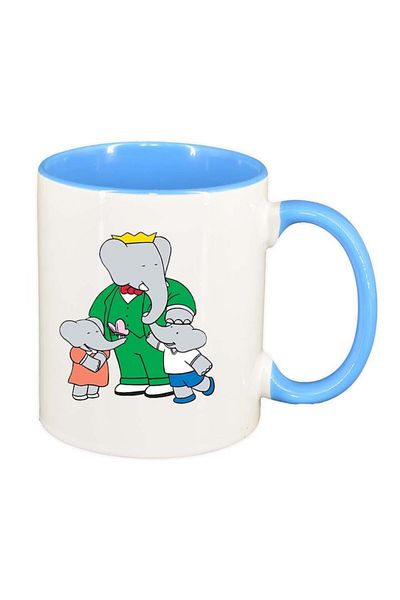 INOVATIX Personalized white mug, Cartoon, Babar, blue interior, D637, INOVATIX®. 330ml