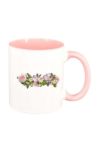 INOVATIX Personalized white mug, Flowers, pink interior, D993, INOVATIX®. 330ml