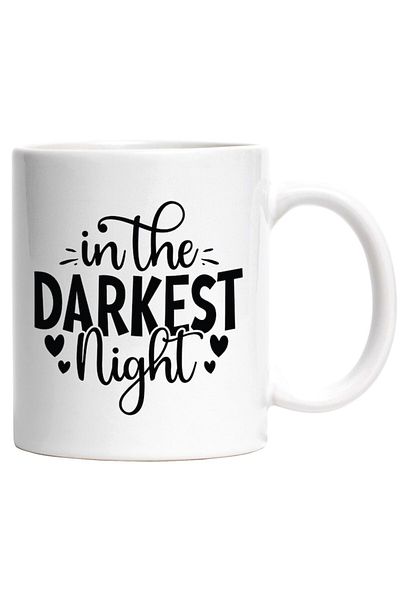 INOVATIX Personalized white mug, hearts and the word In the darkest night, INOVATIX®. 330ml