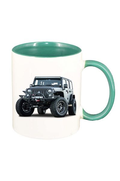 INOVATIX Cana alba personalizata, Jeep, interior verde, D20, INOVATIX®. 330ml
