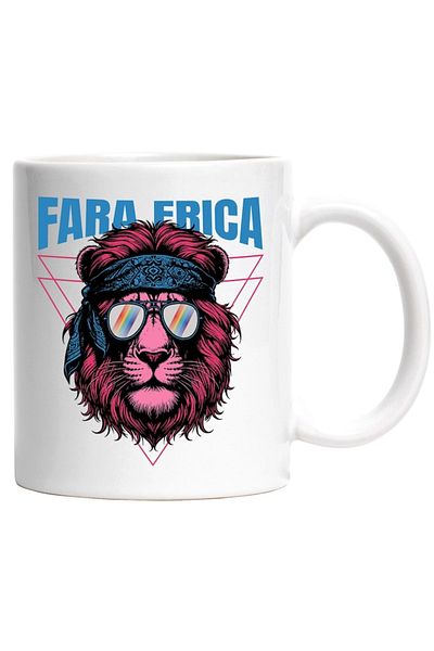 INOVATIX Personalized white mug, Fearless - Lion with Glasses, INOVATIX®. 330ml