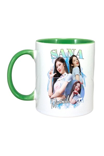 INOVATIX Cana Alba Personalizata, Formatia/trupa Sana 3, Maner Si Interior Verde, ®. 330ml