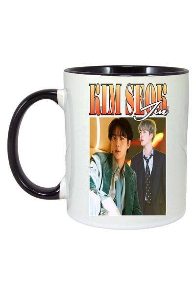 INOVATIX Personalized White Mug, Jin Band, Black Handle and Interior, ®. 330ml