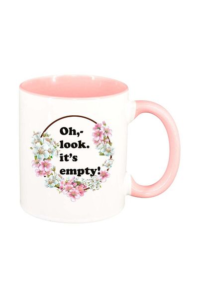 INOVATIX Personalized white mug, Flowers, Oh, look., pink interior, D1045, INOVATIX®. 330ml