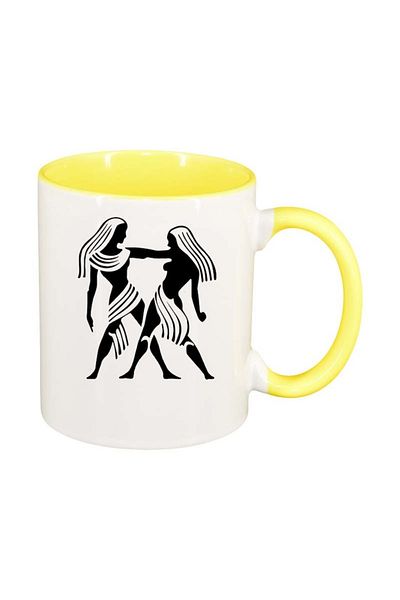 INOVATIX Personalized white mug, Zodiac sign, yellow interior, D152, INOVATIX®. 330ml