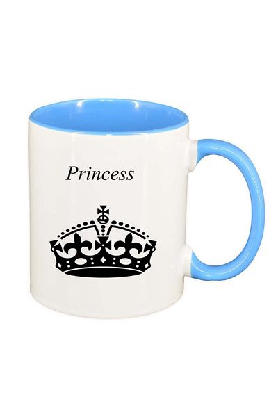 INOVATIX Personalized white mug, Princess, blue interior, D914, INOVATIX®. 330ml