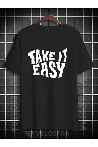 Velostra Μπλουζάκι Unisex Take It Easy με τύπωμα oversized