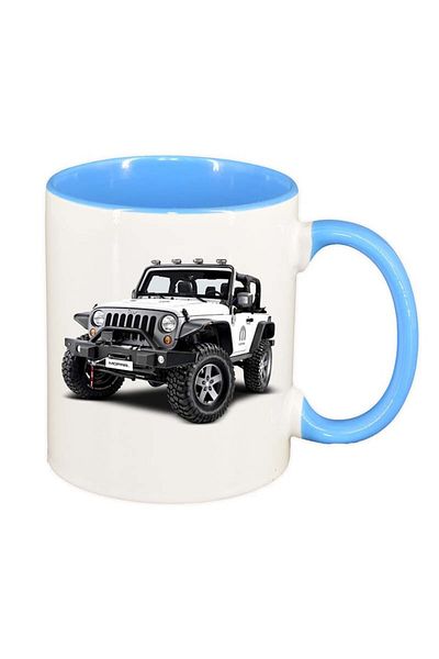 INOVATIX Cana alba personalizata, Jeep, interior albastru, D17, INOVATIX®. 330ml