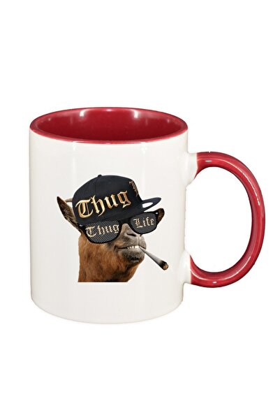 INOVATIX Cana alba personalizata, Thug Life, interior rosu, D395, INOVATIX®. ...