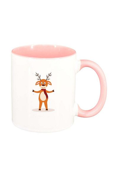 INOVATIX Personalized white mug, Merry Christmas, pink interior, D1542, INOVATIX®. 330ml