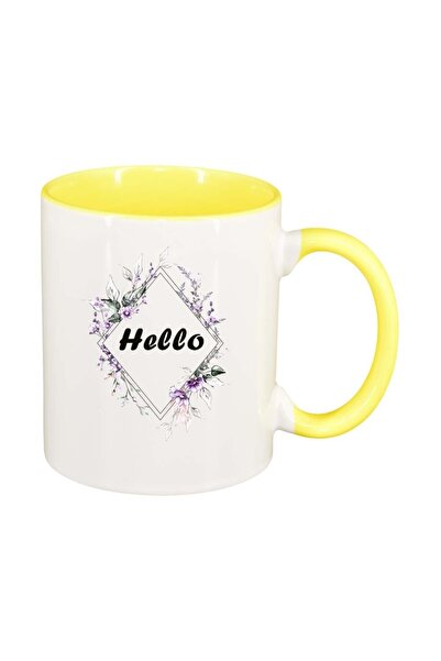 INOVATIX Cana alba personalizata, Hello, interior galben, D1034, INOVATIX®. 3...