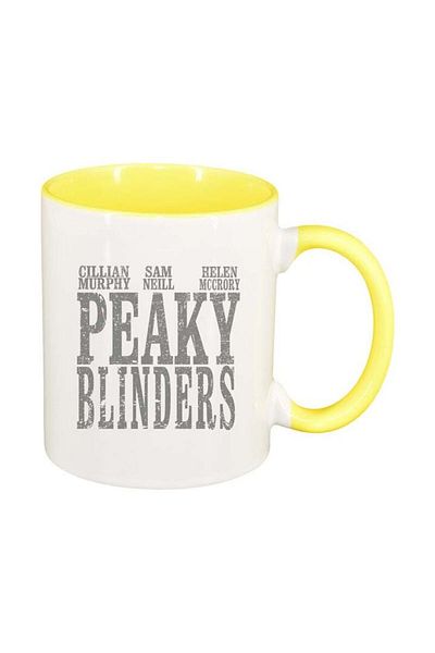 INOVATIX Personalized white mug, Peaky Blinders, yellow interior, D1310, INOVATIX®. 330ml