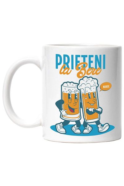 INOVATIX Personalized white mug, Two Beer Glasses Happy Friends at Beer, Fun, INOVATIX®. 330ml