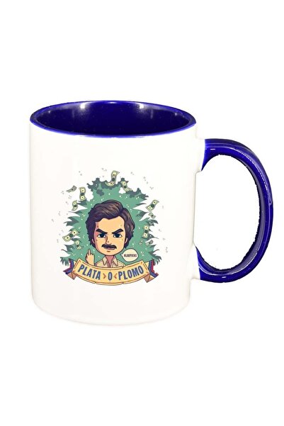 INOVATIX Εξατομικευμένη λευκή κούπα, Narcos - Pablo Escobar, σκούρο μπλε εσωτ...