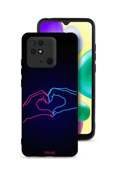 Tolwak Xiaomi Redmi 10C Protective Case Cover Touching Hand Making Heart