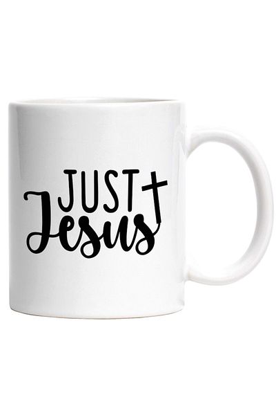 INOVATIX Personalized white mug, a cross and a cross in English Just Jesus - doar Iisus, INOVATIX®. 330ml