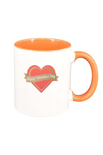 INOVATIX Personalized white mug, Love, orange interior, D336, INOVATIX®. 330ml
