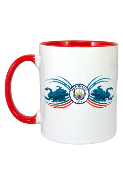 INOVATIX Εξατομικευμένη Λευκή Κούπα, Manchester City England, Κόκκινη Λαβή κα...