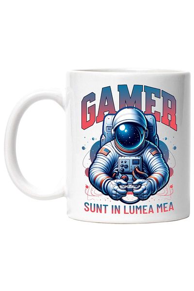 INOVATIX Personalized white mug, Man In Astronaut Space Suit Gamer I'm In My World, INOVATIX®. 330ml