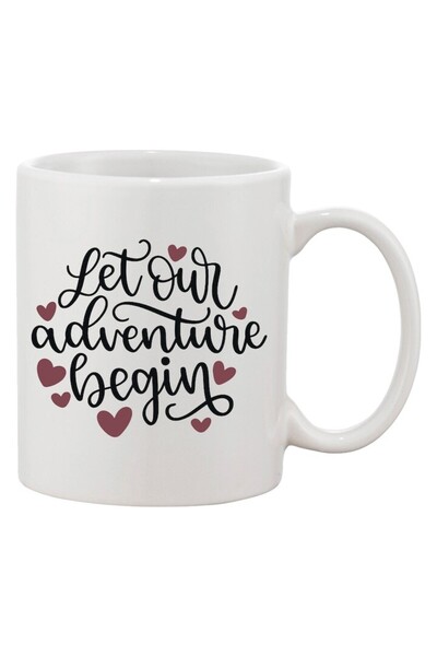 INOVATIX Cană albă personalizată, personalizată „Să începem aventura noastră”...