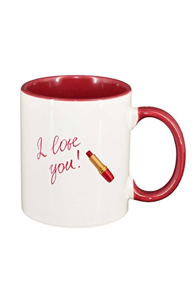 INOVATIX Cana alba personalizata, Love, interior rosu, D394, INOVATIX®. 330ml