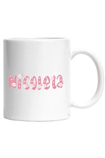 INOVATIX Персонализирана бяла чаша, Име Николета, Цветя, Цветна, Розова, Слад...