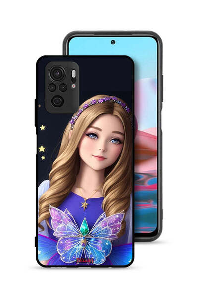 Tolwak Xiaomi Redmi Note 10 4G Protective Case Cover Cute Butterfly Girl
