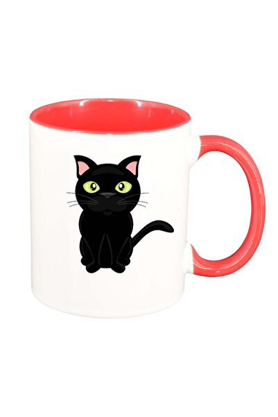 INOVATIX Personalized white mug, Cat, red interior, D424, INOVATIX®. 330 ml