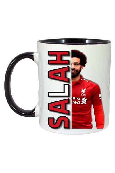 INOVATIX Personalised White Mug, Salah Liverpool Entry, Black Handle and Interior, ®. 330ml