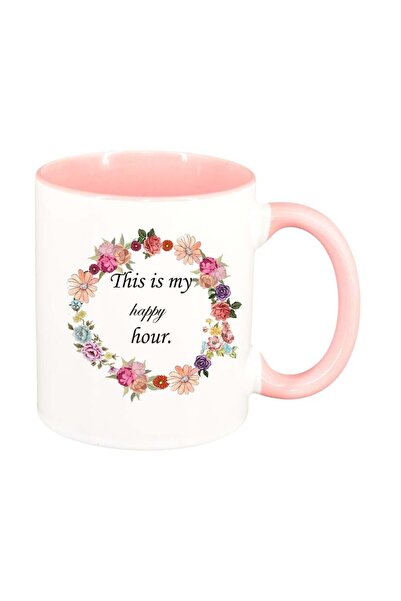 INOVATIX Cana alba personalizata, Flori, It`s my hour, interior roz, D1051, I...