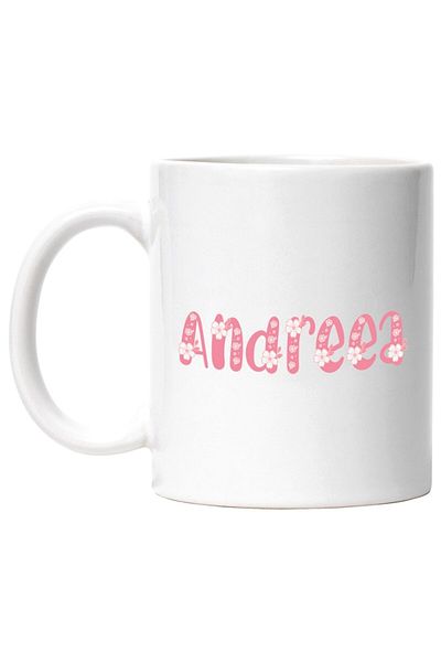 INOVATIX Personalized white mug, Name Andreea, Flowers, Colorful, Pink, Cute, INOVATIX®. 330ml