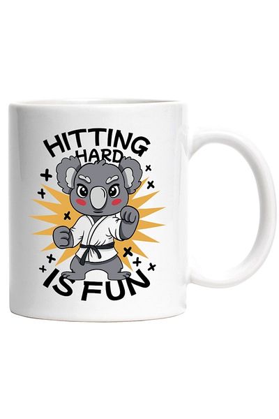 INOVATIX Personalized white mug, Message in English Hitting Hard Is Fun, Koala, Karate, INOVATIX®. 330ml