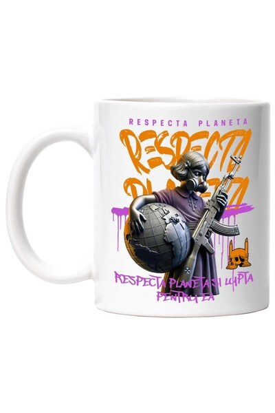 INOVATIX Cana alba personalizata, Respecta Planeta si Lupta pentru Ea, INOVATIX®. 330ml