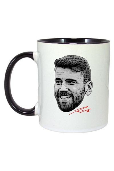 INOVATIX Personalized White Mug, Footballer Simion, . Black Handle and Interior, ®. 330ml