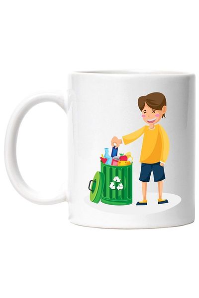 INOVATIX Personalized white mug, Child, Recycling, Garbage, Eco, INOVATIX®. 330ml
