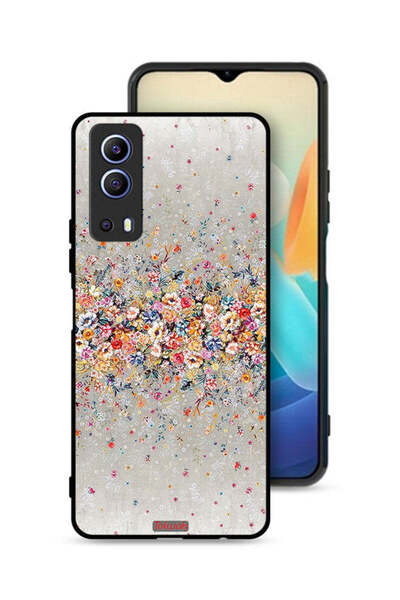 Tolwak غطاء حماية Vivo Y72 5G بنقشة زهور صغيرة وفن تجريدي