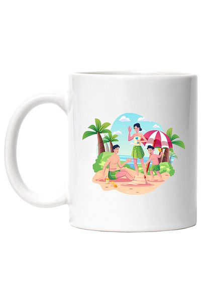 INOVATIX Personalized white mug, Palm Tree, Ocean, Sand, Family, Sky, INOVATIX®. 330ml