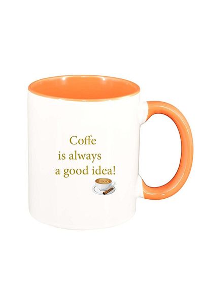 INOVATIX Personalized white mug, Coffee love, orange interior, D1031, INOVATIX®. 330ml