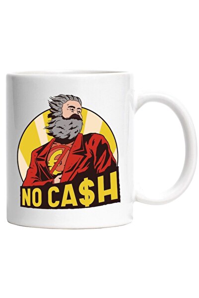 INOVATIX Cana alba personalizata, Mesaj In Engleza No Ca$H, Barbat, Bani, Fin...