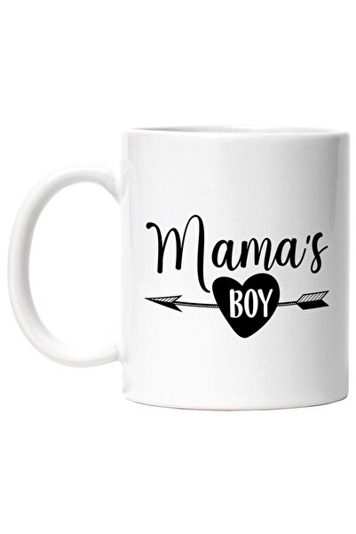INOVATIX Εξατομικευμένη λευκή κούπα, μια καρδιά και η λέξη "Mama's boy" στα α...