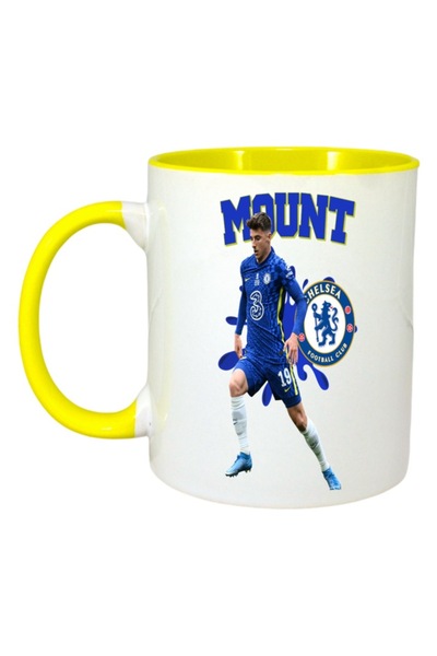 INOVATIX Εξατομικευμένη Λευκή Κούπα, Mound Chelsea, Κίτρινη Λαβή και Εσωτερικ...