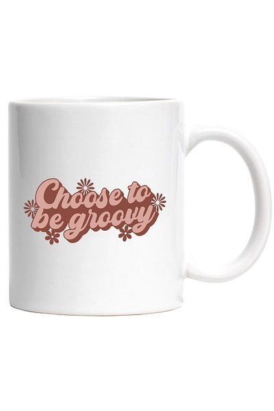 INOVATIX Personalized white mug, flowers and message that encourages you to choose to be cool, INOVATIX®. 330ml