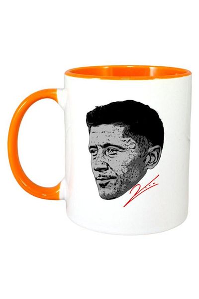 INOVATIX Personalized White Mug, Footballer Luwa, . Orange Handle And Interior, ®. 330ml
