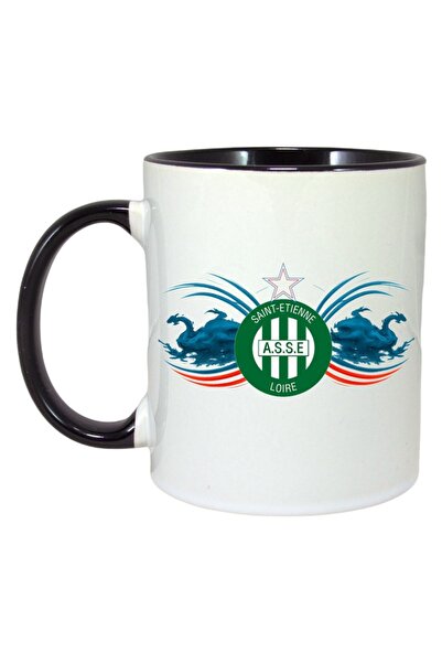 INOVATIX Εξατομικευμένη Λευκή Κούπα, As Saint-etienne France, Μαύρη Λαβή και ...